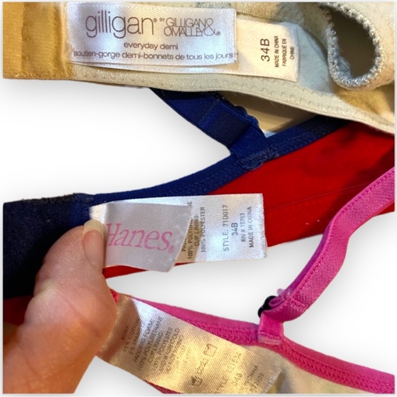 4 x 34B Bras Push-Up Cotton Blend Hanes Gilligan OMalley Convertible Racerback - Picture 9 of 11